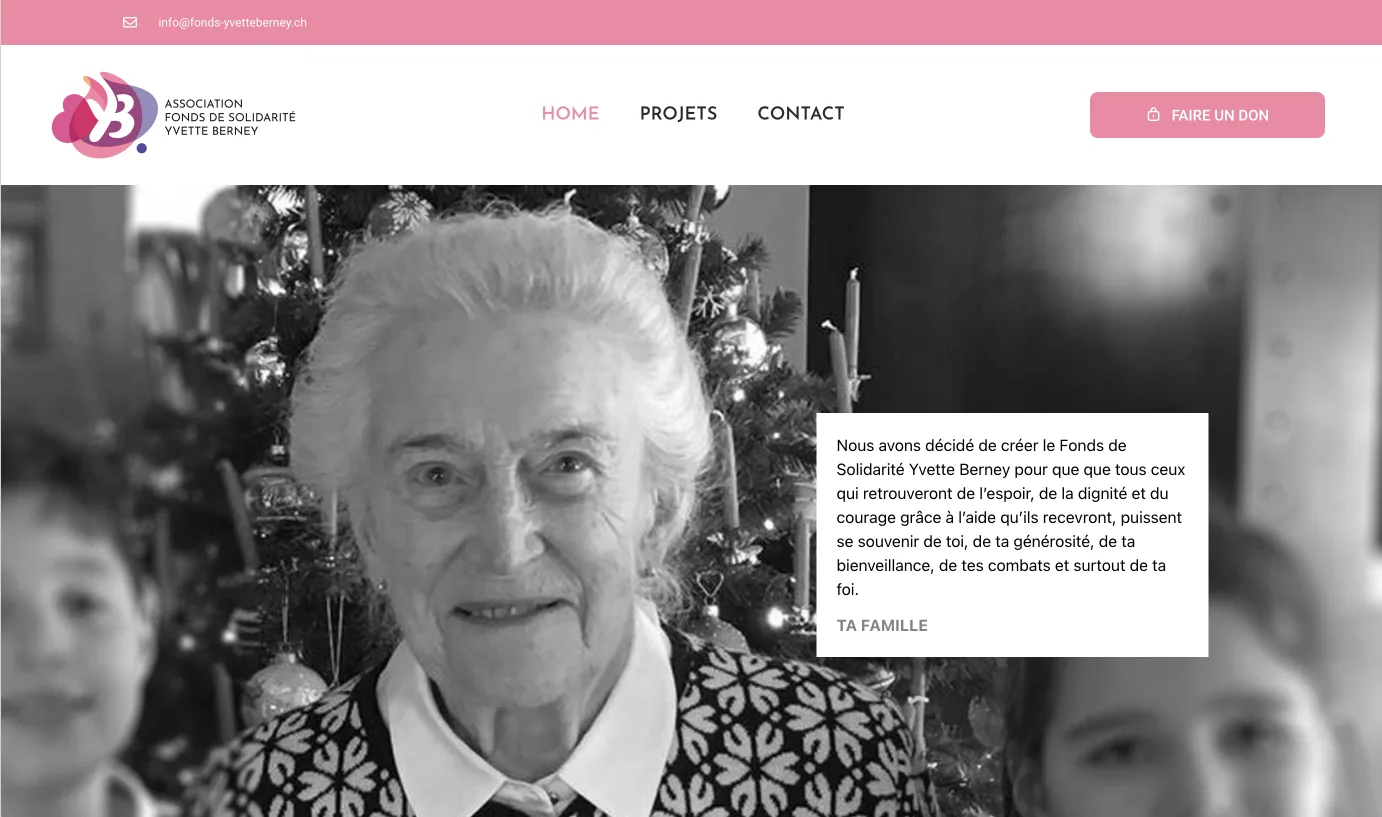 Page d'accueil du site Fonds Yvette Berney