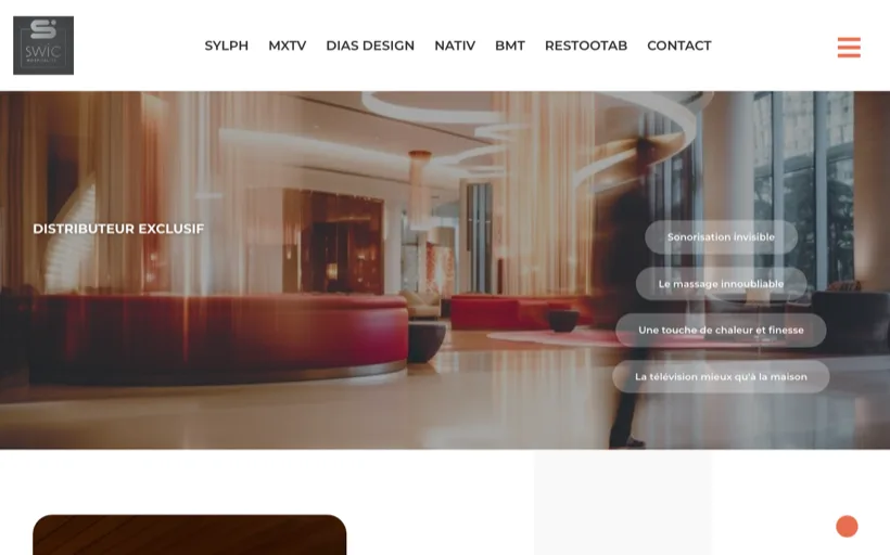 Page d'accueil du site SWIC Hospitality